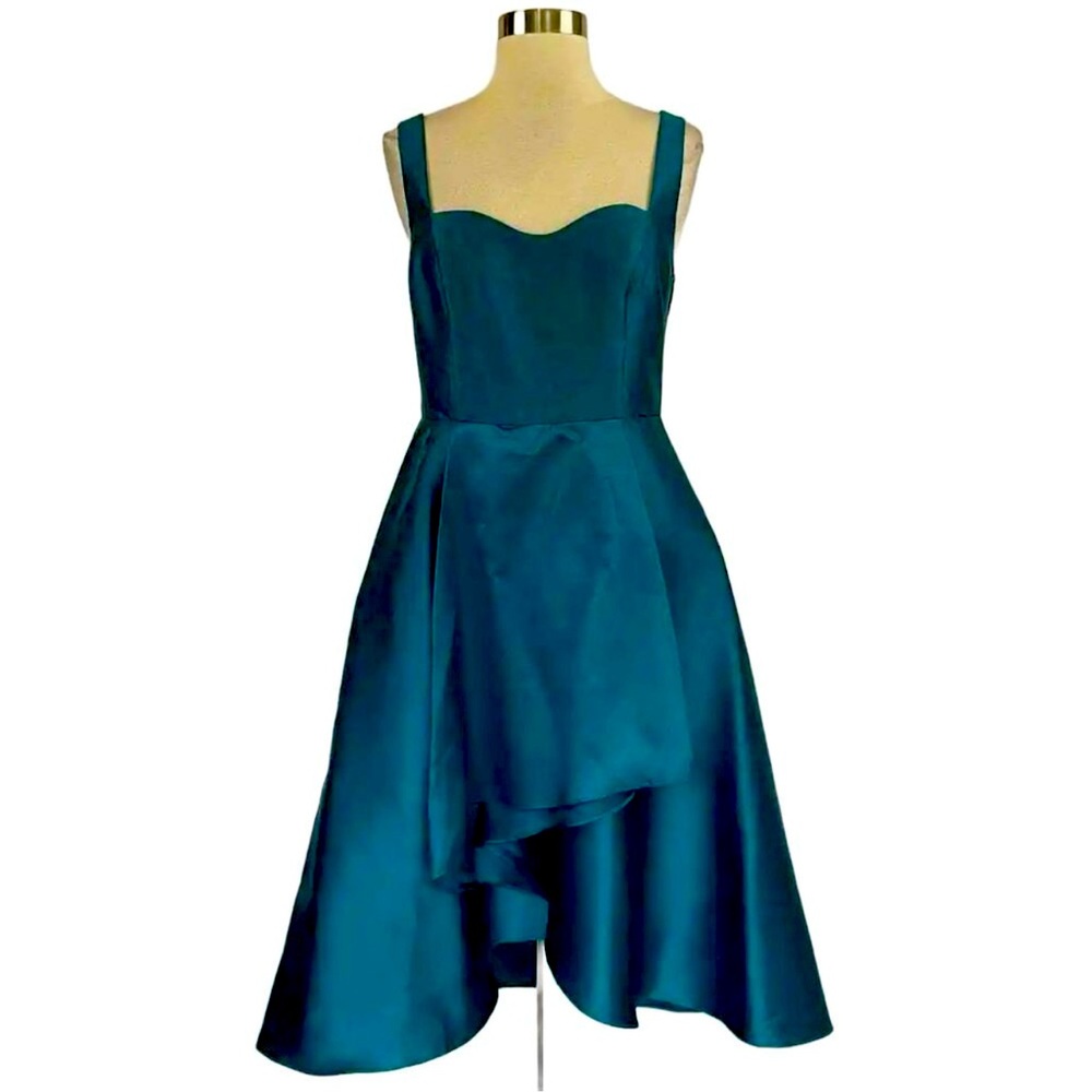 Adrianna Papell Women's Cocktail Dress Size 4 Teal Green High Low Fit and Flare